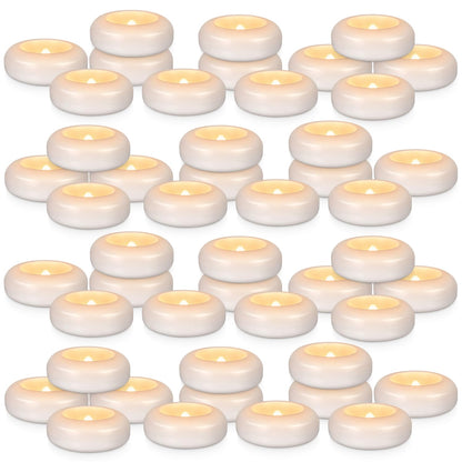 CAKETYCG Set of 48 Waterproof Flameless Floating Tealights, 120+ Hour Warm White Battery Flickering LED Tea Lights Candles - Wedding, Party, Centerpiece, Pool & SPA...