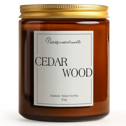 Putart Cedar Wood Candles for Home Scented, Natural Soy Aromatherapy Non Toxic Candles with Long Lasting Fragrance & Clean Burn, Luxury Jar Candle Gifts for Women, Men, Home Decoration 9oz