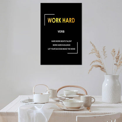 Work Hard Motivational Wall Decor Inspirational Entrepreneur Quotes Picture Poster Artwork Inspiring Themes Painting Prints for Modern Living Room Office Wooden Framed Ready to Hang [12''Wx 18''H]