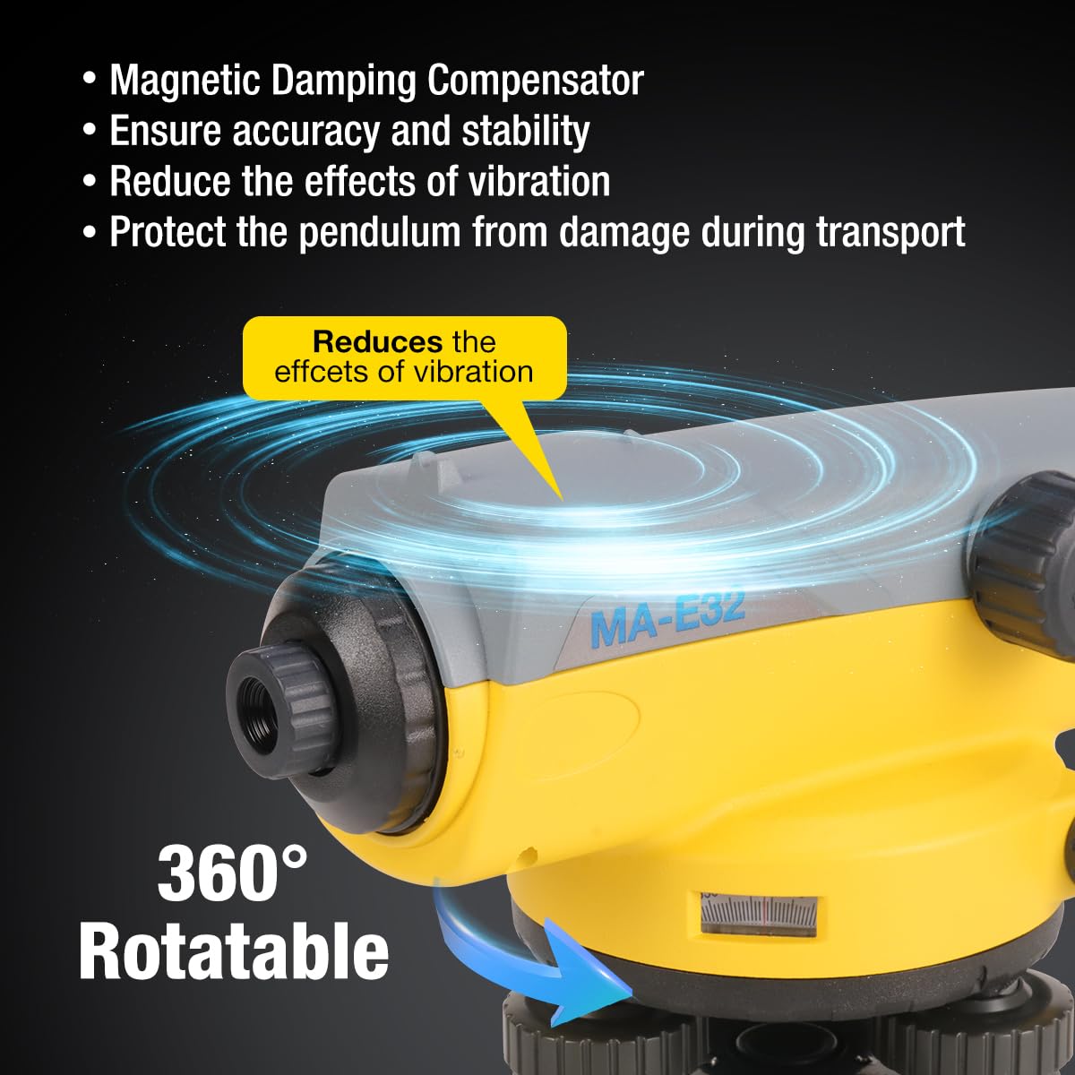 Mountlaser Automatic Transit Level 32X Optical Level Kit with Self- Leveling Magnetic Dampened Compensator and Transport Lock for Builders & Contractors | Excellent Accuracy | Water-resistant