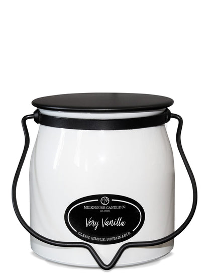 Milkhouse Candle Company Very Vanilla Soy Candle - Buttery | Vanilla | Cream Scented - 16 oz Butter Jar with Lid, 65+ Hour Burn Time, Made in the USA