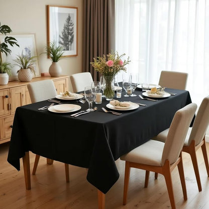 sancua Rectangle Tablecloth - 70 x 120 Inch - Stain and Wrinkle Resistant Washable Polyester Table Cloth, Decorative Fabric Table Cover for Dining Tables, Buffet Parties and Camping, Black