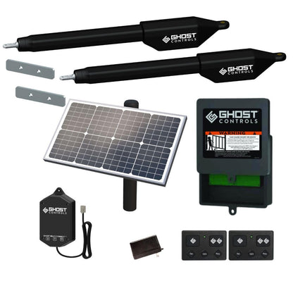 Ghost Controls Manor Series Dual Solar Automatic Gate Opener Smart Bundle with 30w Solar Panel and MultiConnect