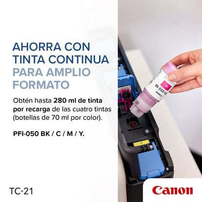 Canon imagePROGRAF TC-21 24" - Large Format Printer, Poster & Plotter Printer, Automatic Roll & Cut Sheet Paper Feeder, Includes 280 ml of Ink, White
