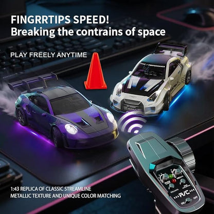 1:43 RC Drift Car D43-02 - 2.4G Full Proportional 4WD Alloy 20KM/H High Speed RC Racing Car with Gyro Silent Bearings Adjustable Speed &amp Lighting(Q10/Gray/D43-02)
