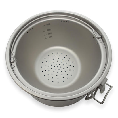 Valtcan 2000ml Titanium Rice Cooker Pot with Locking Lid 67 fl oz, Grade 1 No Coating PFAS-Free, Inner Pot with Measurement Marks, Ultralight 589g Camping Cookware for Backpacking Home Kitchen