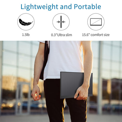 HGFRTEE Portable Monitor Touchscreen 15.6", 1920x1080 60Hz FHD IPS HDR 10-Point Touch Screen Monitor with Built-in Stand & Speaker, HDMI USB C VESA External Travel Monitors for Laptop, PC, Mac, Phone