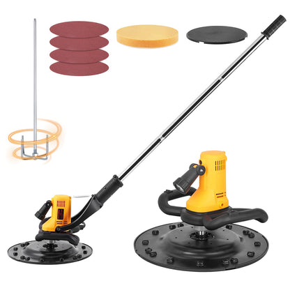 Meticuloso Concrete Trowel with Extension Rod, Concrete Mixer, Wall Smoothing Polishing Machine, 80-200RPM 1680W Electric Plaster Mortar Cement Putty Trowel