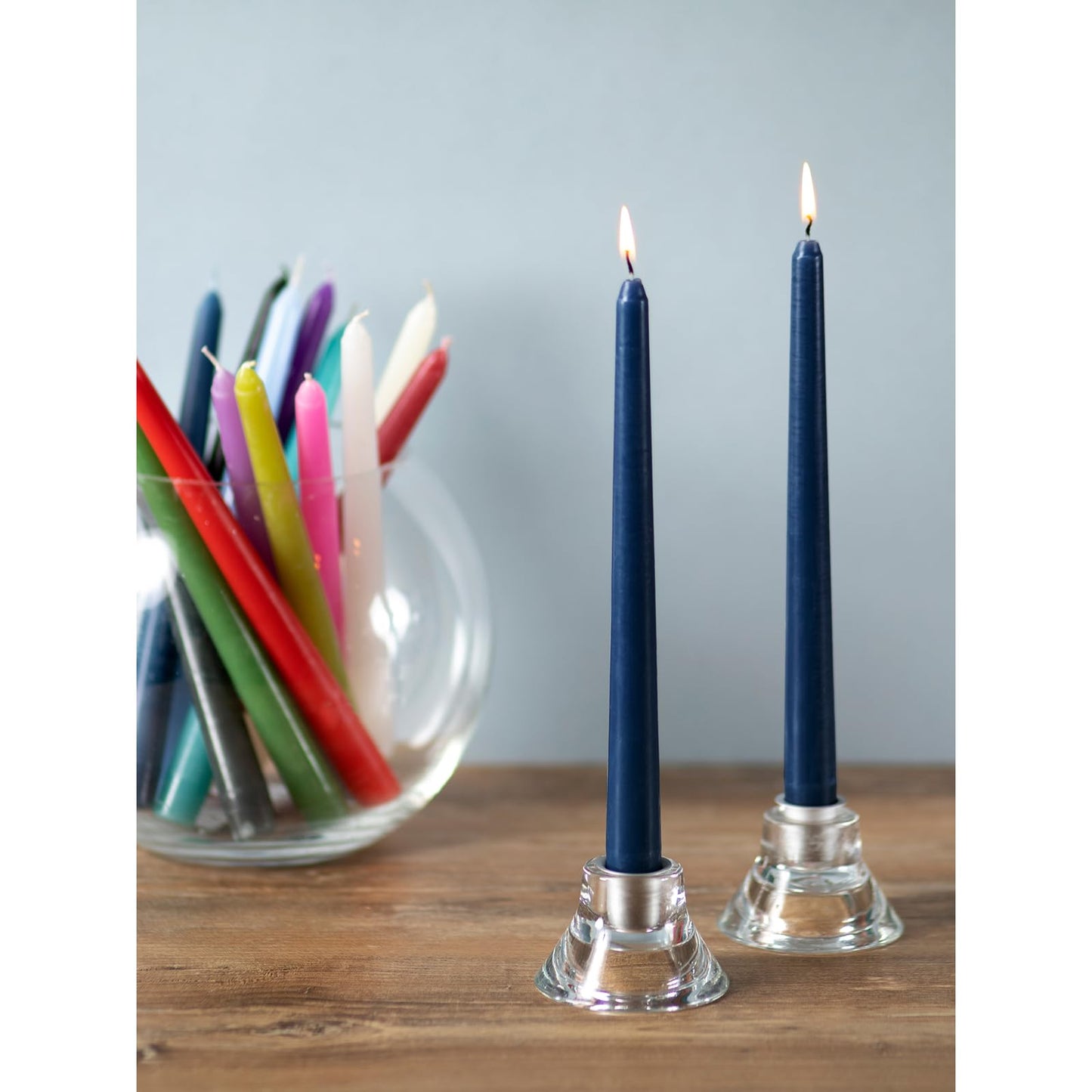 CANDWAX 10 inch Tapered Candles - Set of 12 Dripless Unscented Candlesticks - Perfect for Dinner and Decor Use - Dark Blue