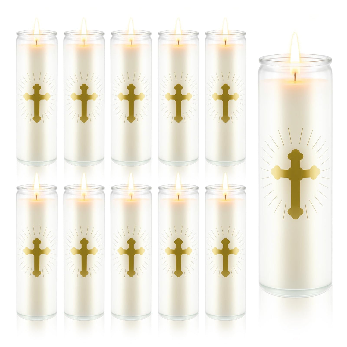 ARQRHTLY 10 Pcs Natural Soy Wax Prayer Candles 7 Day Devotional Candle in Glass 100 Hours Long Burn Time Religious Catholic Christian Spiritual Decor for Memorials Vigil Church Home Altar Bless Novena