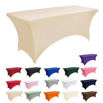 ZarzaaSik 10-Pack 4ft Spandex Table Covers for Rectangular Folding Tables - Wrinkle Resistant Stretch Tight Table Cloths - Fitted Table Protector for Parties, Trade Shows, Banquet, and Wedding