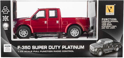 Liberty Imports RC F-350 Super Duty Toy Pickup Truck Officially Licensed Full Function R/C Radio Remote Control Car Genuine 1:28 Scale Vehicle (Red)