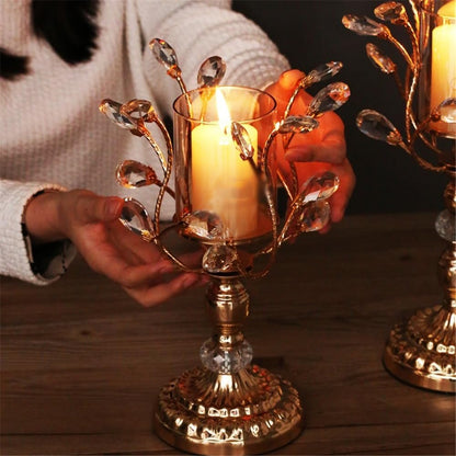 Candlestick Holders High-Grade Metal Crystal Glass Aromatherapy Candle Holder Dining Table Decoration Ornaments Candle Holders(Small)