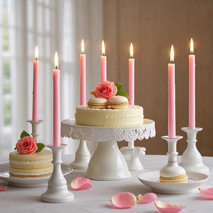 12 Pack 10 inch Pink Taper Candles, Unscented Dripless Candlestick Bulk for Home Dinner Wedding Romantic, Long-Lasting Burn Time of 7-8 Hours