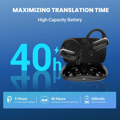 ANFIER Translation Earbuds Real-Time for iPhone & Andorid OWS Translator Earbuds |Lifetime Free Offline Translation(8 Languages) & Online Translation(144 Languages & Accents) AF56 Black