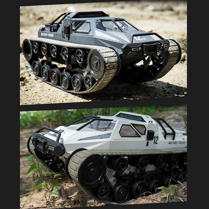 GoolRC RC Tank Car 1/12 Scale 2.4GHz Remote Control Tank 360?Rotating Off-Road RC Crawler Military Vehicle with Rechargeable Battery Gifts for Adults (White)