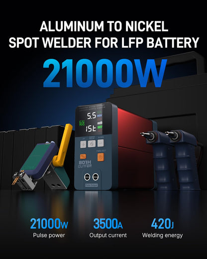 GLITTER Spot Welder, 21000W 3500A Battery Spot Welder, Aluminum to Nickel Spot Welder for Lithium Batteries, Auto & Manual Battery Welder for Batch Building 18650 LiFePO4 Lithium Battery Pack DIY,801H