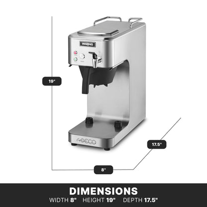 Waring Commercial Café Deco Thermal Coffee Brewer, 3.9 Gallons per Hour, Fits Large 64 oz Thermal Carafes, Stainless Steel, Front Mounted Faucet, NSF Certified, WCM60PT