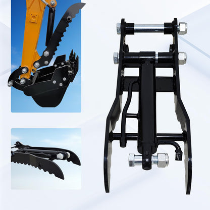 Hydraulic Thumb Holder for Small Excavator Attachments, Metal Grab Thumb Holder with 2*M14 Hose, for Single Hole Hydraulic Thumb Holder, no L-Bracket, with 2* M14-M16 Converter