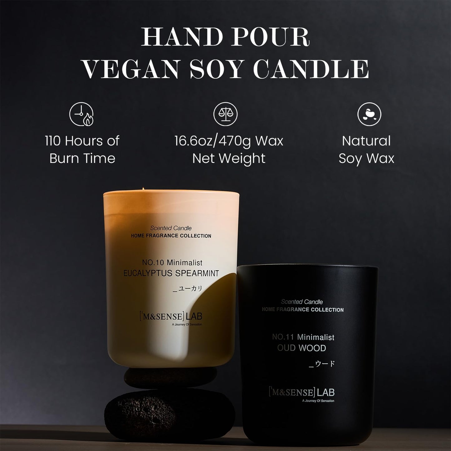 M&SENSE Natural Soy Candle| Vanilla Sandalwood | 5.3 oz | Mini Spring Scented Candles for Relaxation,Meditation, Home Décor | for Bedroom, Office, Party Small