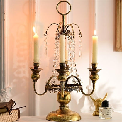 YUHUAWF Candle Holderss Country Romantic Iron Crystal Candlestick Ornaments Home Fashion Candle Holder Decoration Decorative Candlestick