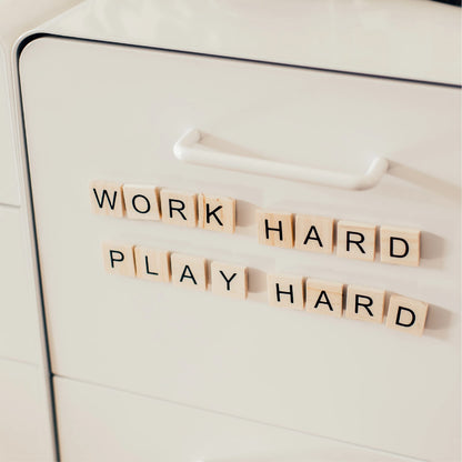 Stiles 100 Piece Magnetic Wooden Letter Tiles - Alphabet Magnets for Whiteboards, Refrigerators & Magnetic Letter Boards - Changeable Letters for Craft & Announcements, Blue