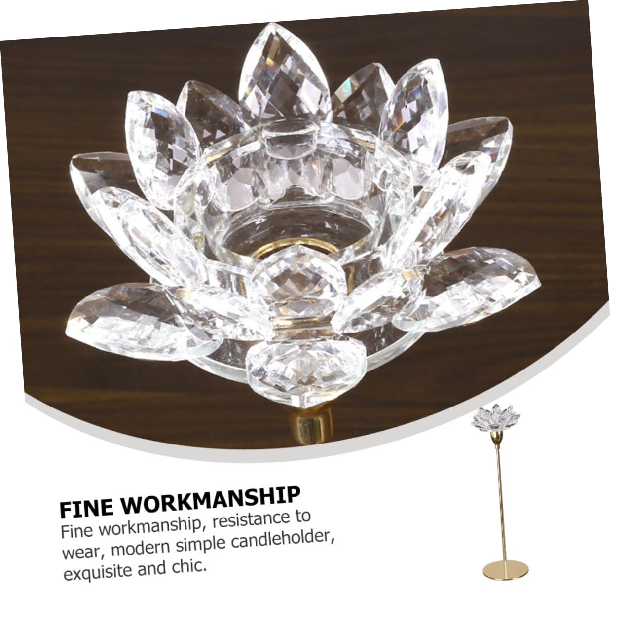 Ipetboom Crystal Lotus Candleholder Small Metal Candle Stand Romantic Dining Room Candlestick Decor for Candlelight Dinner