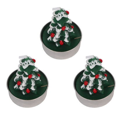 Rcniso Christmas Tree Candle Delicate Paraffin Tea Candle Holder Candles Long Lasting 3 Pieces for Bachelor Parties
