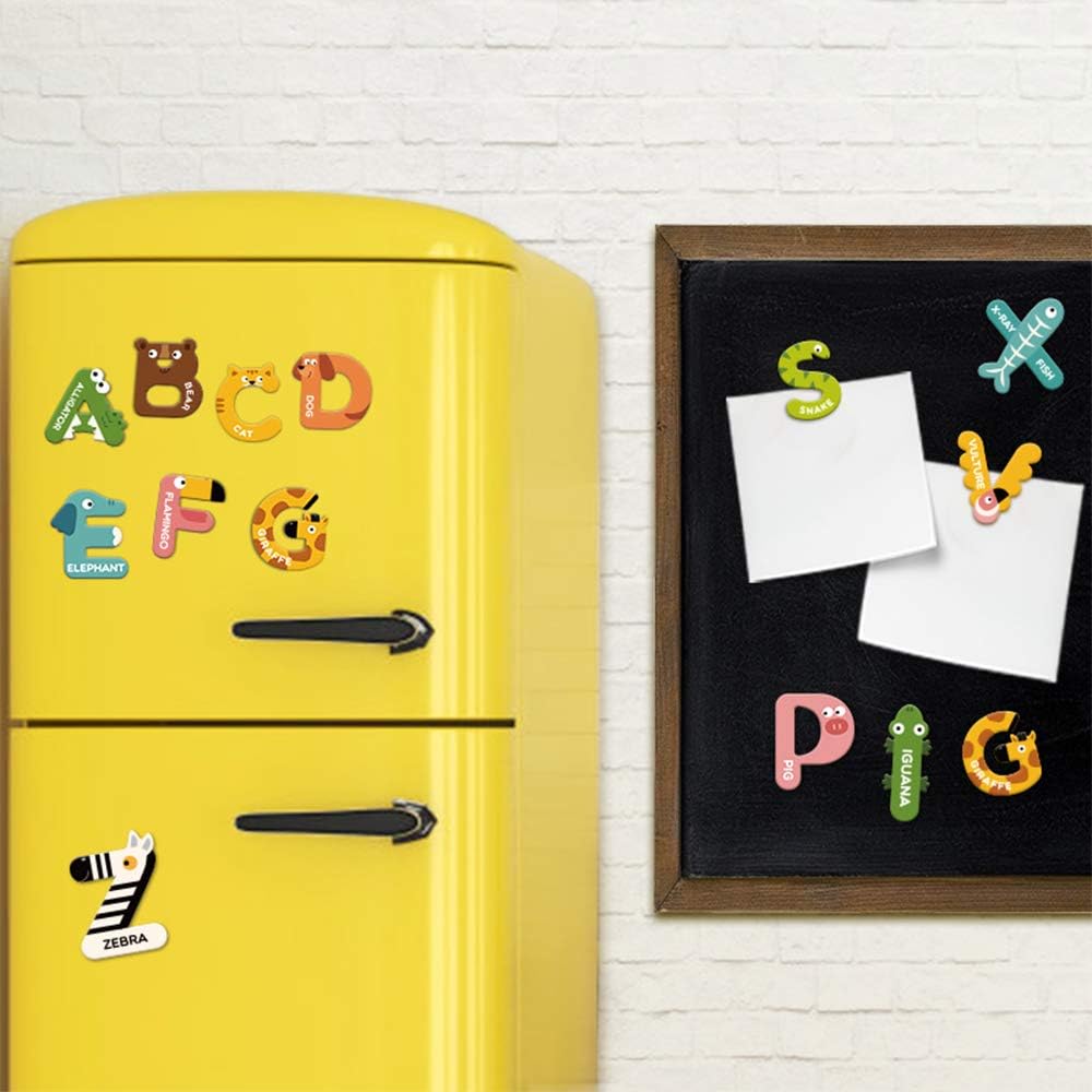 JCREN Jumbo Magnetic Letters Animals Alphabet Toys,Fridge Magnets Stick Large ABC Alphabet Uppercase Toy Set Preschool Learning Spelling Refrigerator Gift for 3 4 5 Year Old Toddler Kids Boys Girls