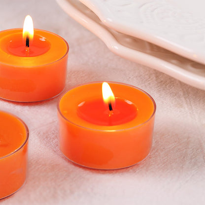 Pumpkin Cinnamon Scented Tealight Candles – 14 Pack, 100% Pure Palm Wax, 6-Hour Burn, Orange Scented Candles for Fall Decor, Thanksgiving, Halloween, Cozy Ambiance