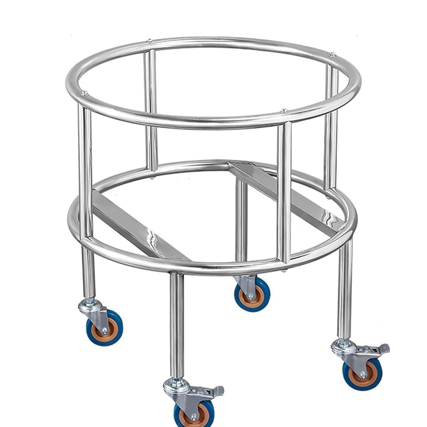 GRPDMDM 23.6in Commercial Stock Pot Rack with 4 Wheels,Stainless Steel Bucket Mobile Stand,Large Soup Bucket Rack,Stock Pot Cart,Rice Warmer Stand, for Canteen Restaurant