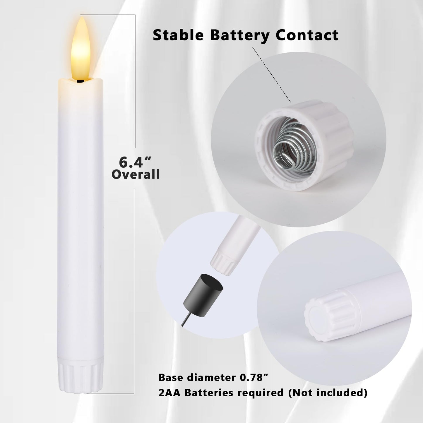 AFINETH Battery Operated Flameless Taper Candles with Remote, 6.4 Inch White LED Candlesticks Flickering, Short Flameless Candles Decorative for Weeding Home Party Festival, 8 Pack