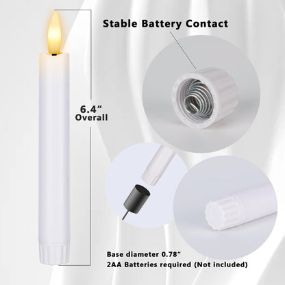 AFINETH Battery Operated Flameless Taper Candles with Remote, 6.4 Inch White LED Candlesticks Flickering, Short Flameless Candles Decorative for Weeding Home Party Festival, 8 Pack