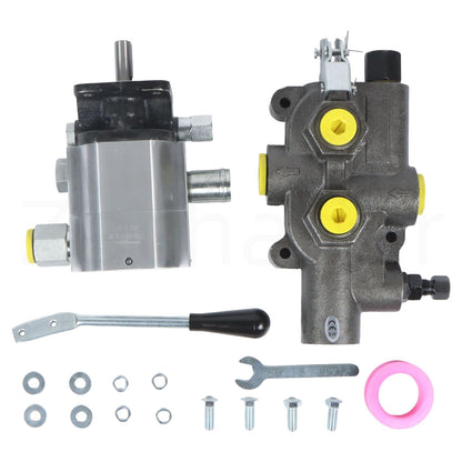 Zachager Hydraulic Log Splitter Pump Kit - 16 GPM 2-stage pump, coupler, mount and hardware - 1" inlet, 1/2" NPT outlet, 3600RPM, 4000 PSI, for small engine log splitters