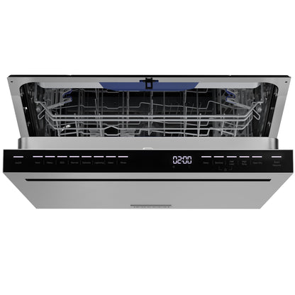 Empava 24” Built-in Dishwasher with Stainless Steel Tub, 15 Place Settings, 8 Wash Cycles, 3rd Racks, Auto Door Dry, 49 dB Quiet, ENERGY STAR Certified