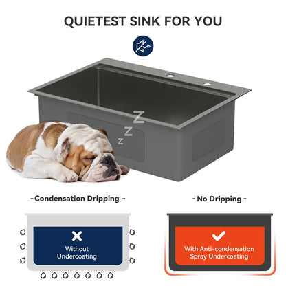 Lordear 30 Inch Black Kitchen Sink Single Bowl Workstation Sinks 16 Gauge All In One 30x22 Kitchen Sinks Stainless Steel Gunmetal Black Sink 30"