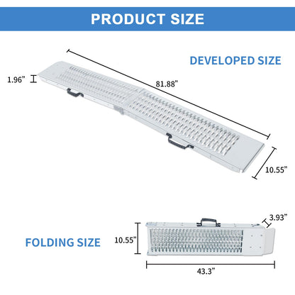 Arejonner 81.88 inches Long and 10.55 inches Wide Heavy Duty Folding Loading Ramp, 1500lb Capacity, Motorcycle; Lawn Mower; Snow Plough; Bikes; ATV; UTV; Golf Carts,Circular Hole, Pack of 2