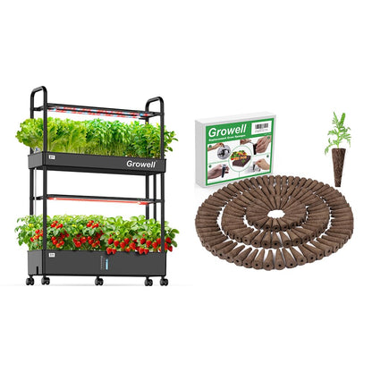 Growell 60 Pods Hydroponics Growing System & 120 Pack Grow Sponges