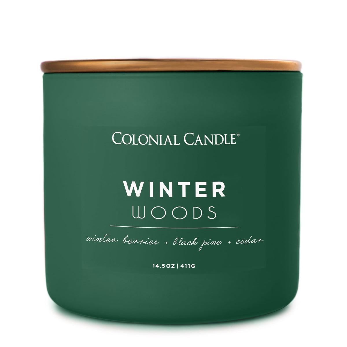 Colonial Candle Winter Woods Scented Jar Candle, Pop of Color Collection, 3 Wick, Green, 14.5 oz - Up to 60 Hours Burn