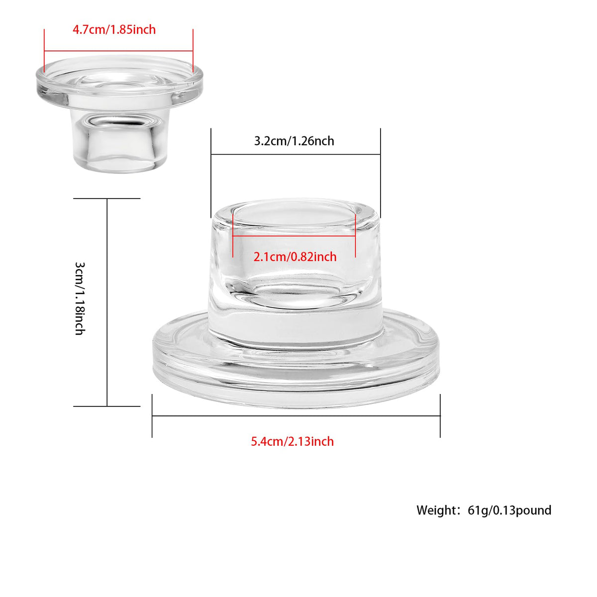 ZQXJWF Clear Glass Taper Candle Holders Set, Round Base Design, Elegant Dining Table Decor, for Table Centerpiece Wedding Party Advent Christmas Home Decorations(36, Clear)