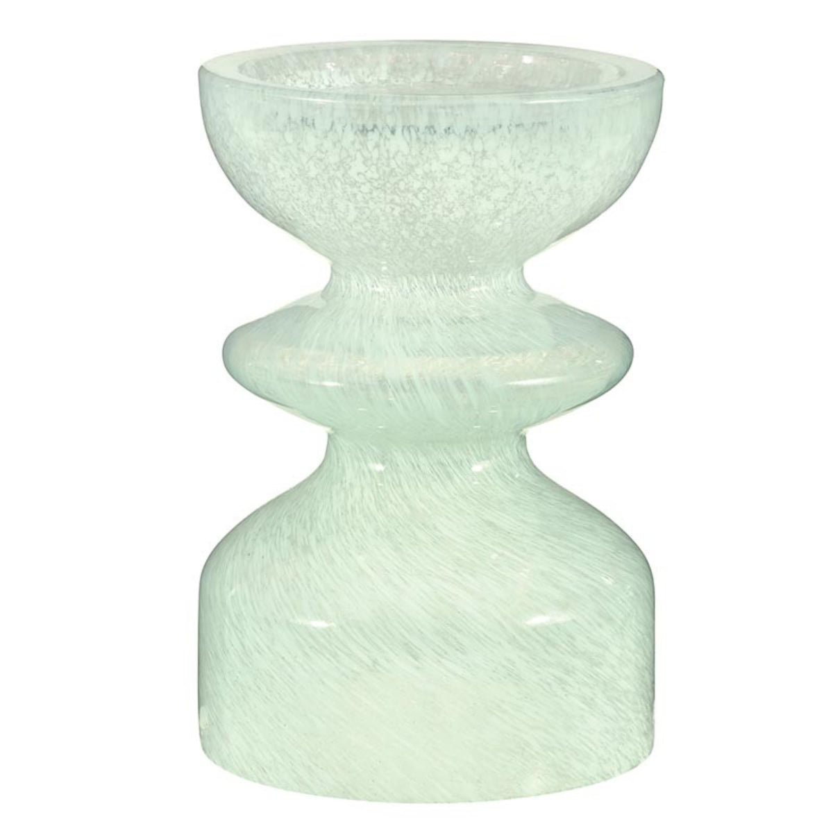 47th & Main Pillar Candle Holder Glass Pedestal Candleholder, 4" Dia x 6" H, Green