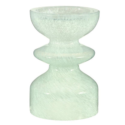 47th & Main Pillar Candle Holder Glass Pedestal Candleholder, 4" Dia x 6" H, Green