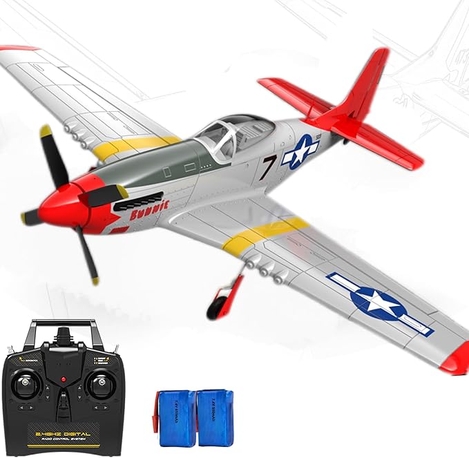 Extra Large 29.5 750MM P51 P-51D Mustang Remote Control Combat Aircraft 4CH Double Battery Aerobatic Brushless RC Aircraft Full-Function for Professional Players