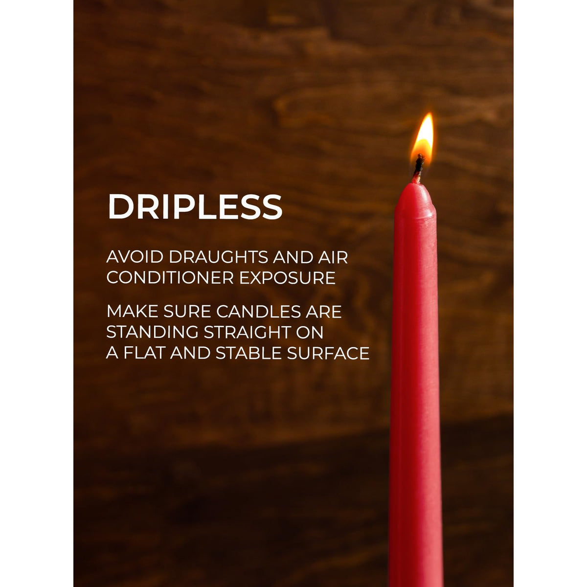CANDWAX 12 inch Red Taper Candles Set of 4 - Dripless and Long Burning Candlesticks - Perfect as Red Long Candlesticks for Dinner or Holiday Home Decor - Taper Candle Sticks