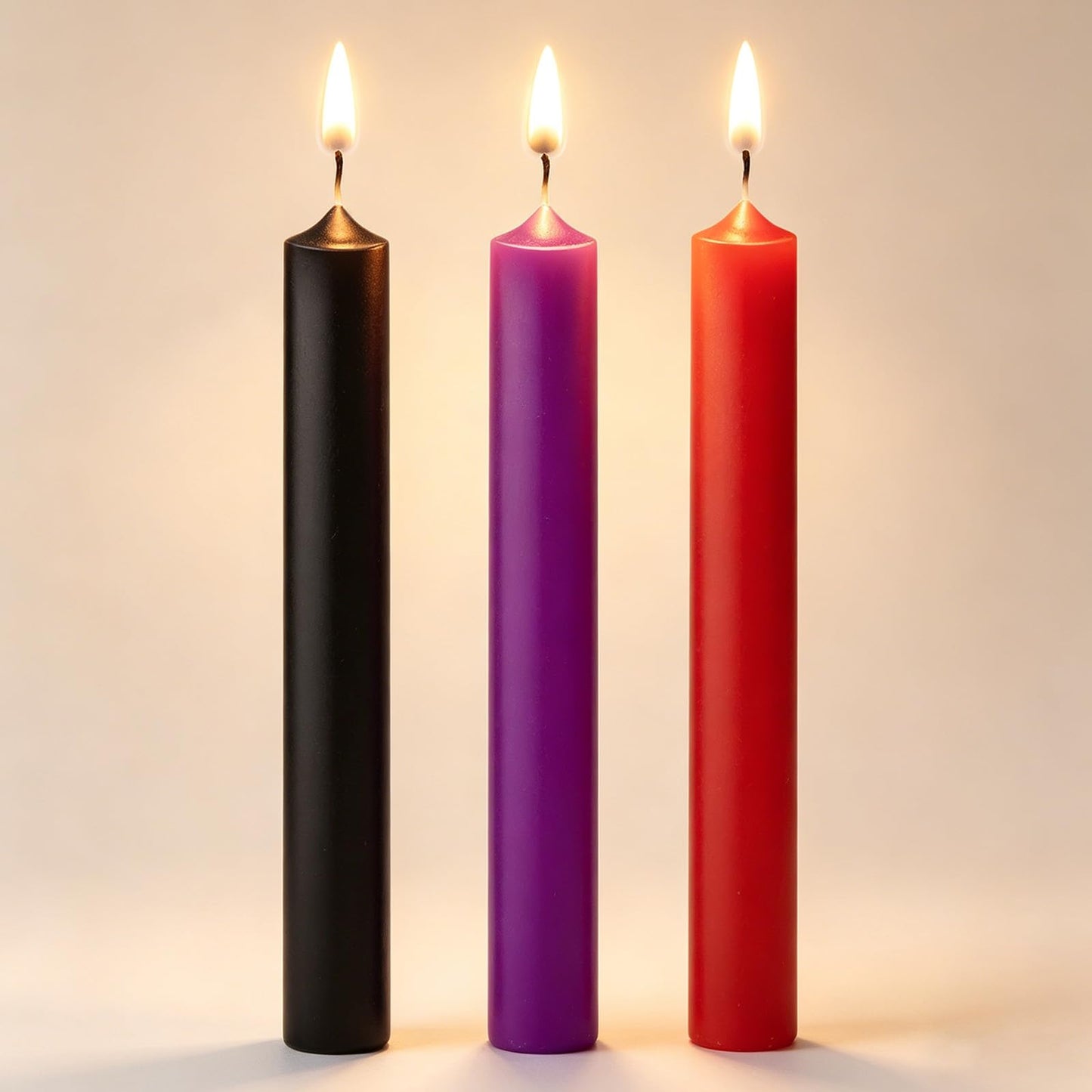 Low Temperature Candle Set - 3 Pack (Red, Purple, Black), Smooth Drip Candles for Deep Relaxation, Cozy Home Ambiance & Mood Lighting