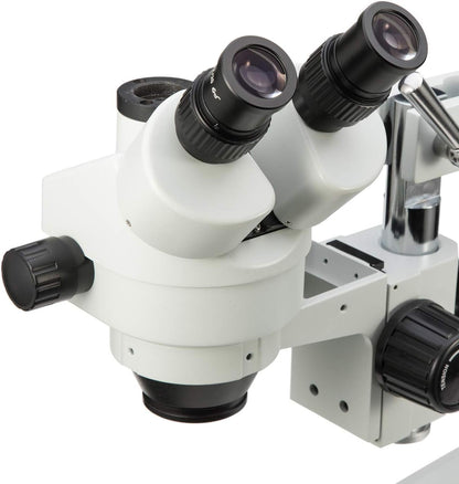 SWIFT S7 7X-45X Trinocular Stereo Microscope with Wide-Field 10X Eyepieces,0.7X-4.5X Zoom Objective Lens, Single-Arm Boom Stand, and 56-Bulb LED Ring Light