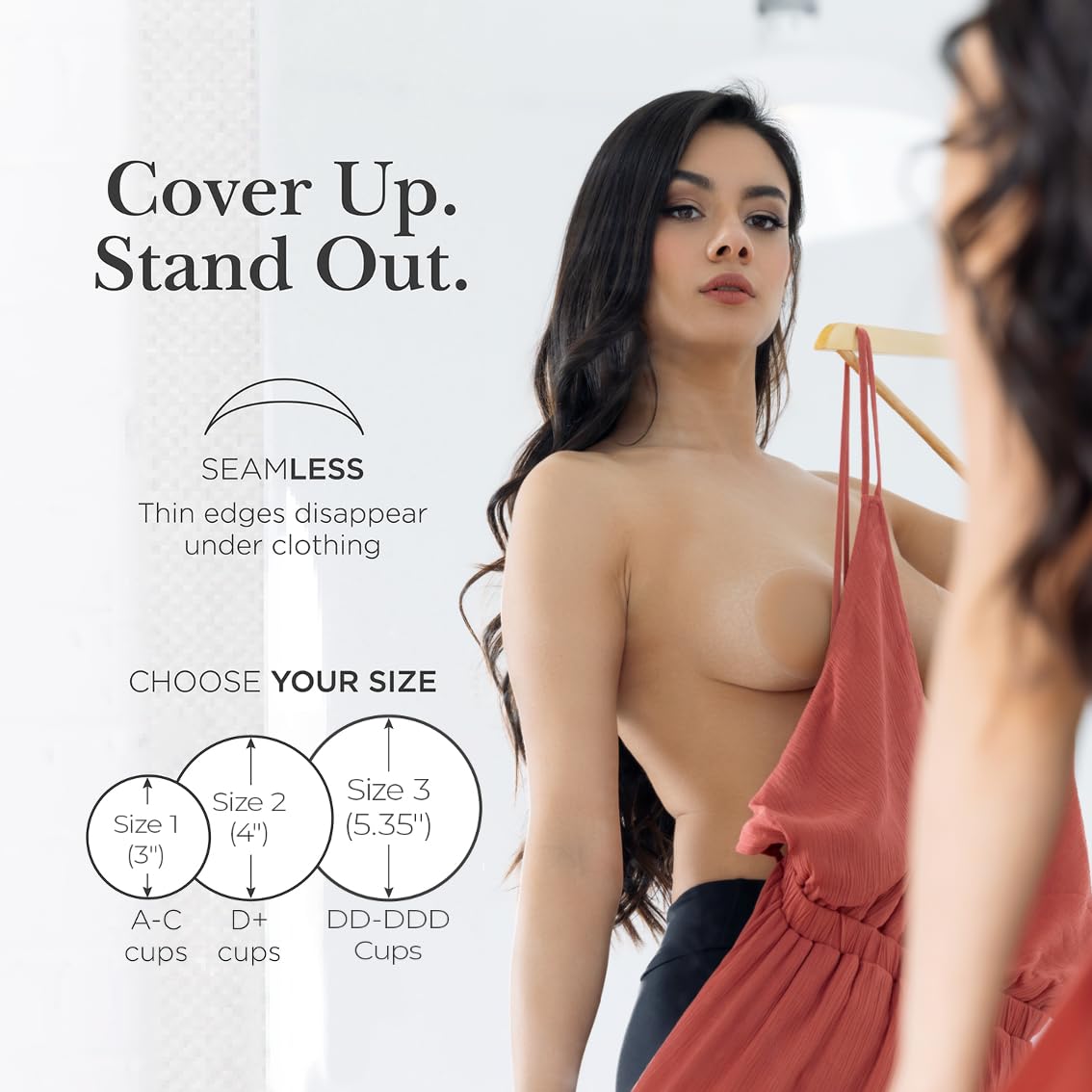 Nippies Nipple Cover - Sticky Adhesive Silicone Nipple Pasties - Reusable Pasty Nipple Covers for Women with Travel Box (Small (Fits A-C Cups), Original, Crème)