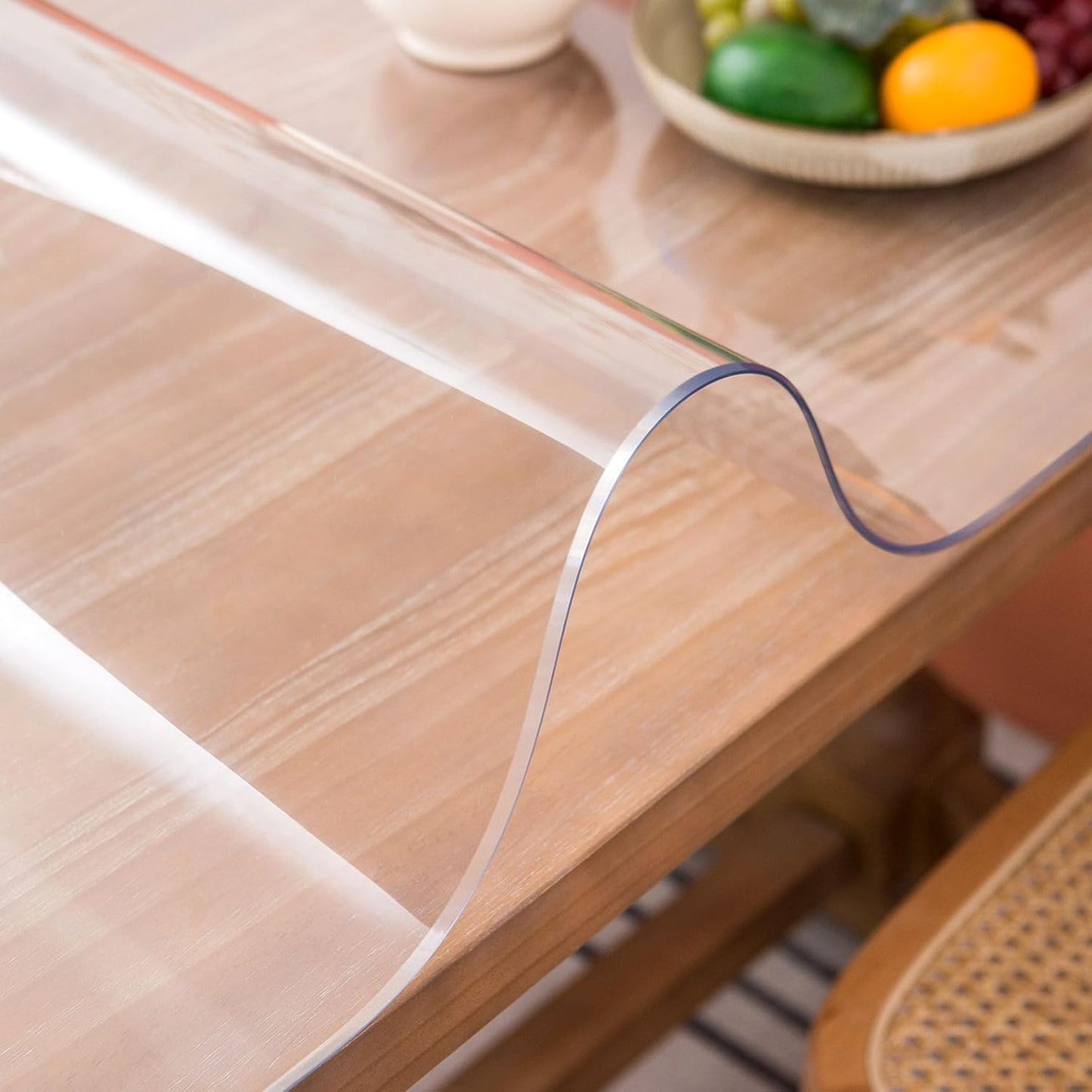 Whirltique Round Clear Table Protector, 47" Round, 1.5mm Thick, Clear Vinyl Table Cover, Scratch Resistant, Dining Room Table Top Protector