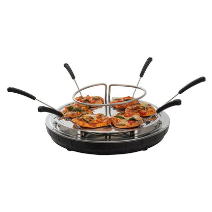 Electric Pizza Oven Family Sharing Pizza Maker with Terracotta Cover, Mini Smokeless Pizza Bake Oven for Pizza Party Home Party (6 PERSON)