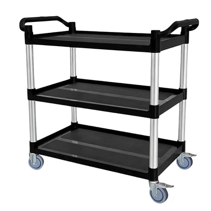 Utility Cart with Tangle-Free Wheels, 3 Tier Rolling Cart with Wheels(2 with Brakes), Heavy Duty 350 Lbs Capacity,Commercial Serving Cart for Home, Office, Restaurant, Warehouse.34 L x 17" W x 38" H